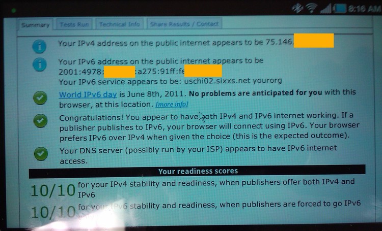 Galaxy Tab IPv6